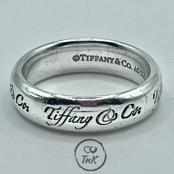 Tiffany & Co. Wide Notes Script Silver Ring - Sz 7.5 - Picture 3 of 16